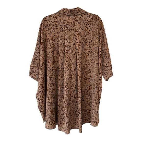 Easel Oversized Leopard Print Short Sleeve Blouse - Size Large - Picture 2 of 13